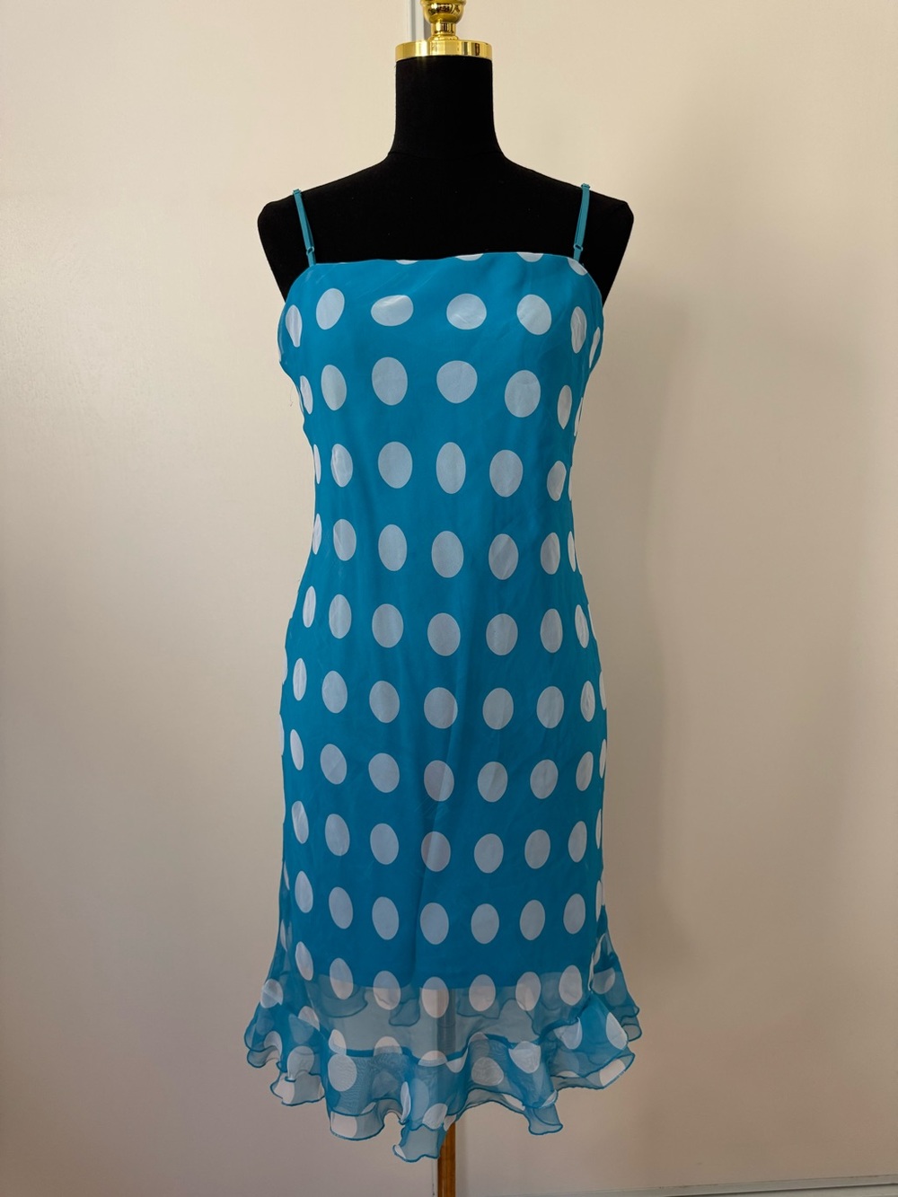 City Triangles Turquoise & White Polka Dot Spaghetti Strap Summer Dress